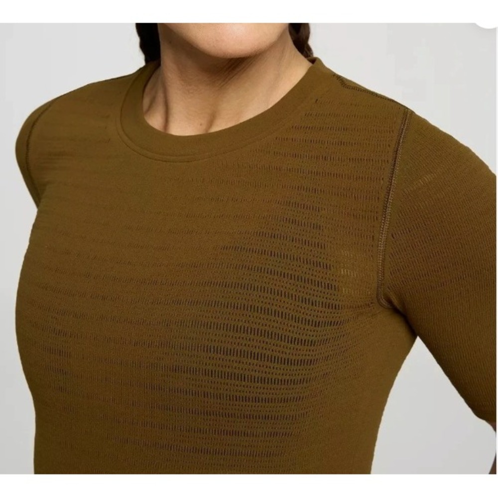 CALIA Seamless Crop Elbow Tee Top Womens M Olive Ribbed Crew Neck